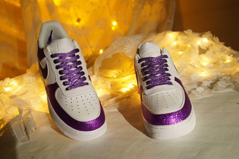 Custom sneakers,Air force 1 custom,Custom air force 1,Sparkle sneakers,Sparkling purple Air Force One