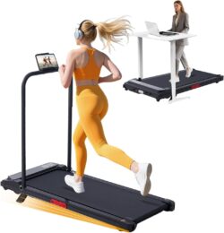 KASSADIN Walking Pad with Handle Bar, 2026 Upgrade Portable Small Treadmill with Handles for Home Small, 3.0HP Under Desk Walking Pad Treadmill with Incline, 0.6-7.6MPH, 350LBS