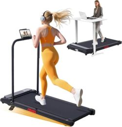 KASSADIN Walking Pad with Handle Bar, 2026 Upgrade Portable Small Treadmill with Handles for Home Small, 3.0HP Under Desk Walking Pad Treadmill with Incline, 0.6-7.6MPH, 350LBS