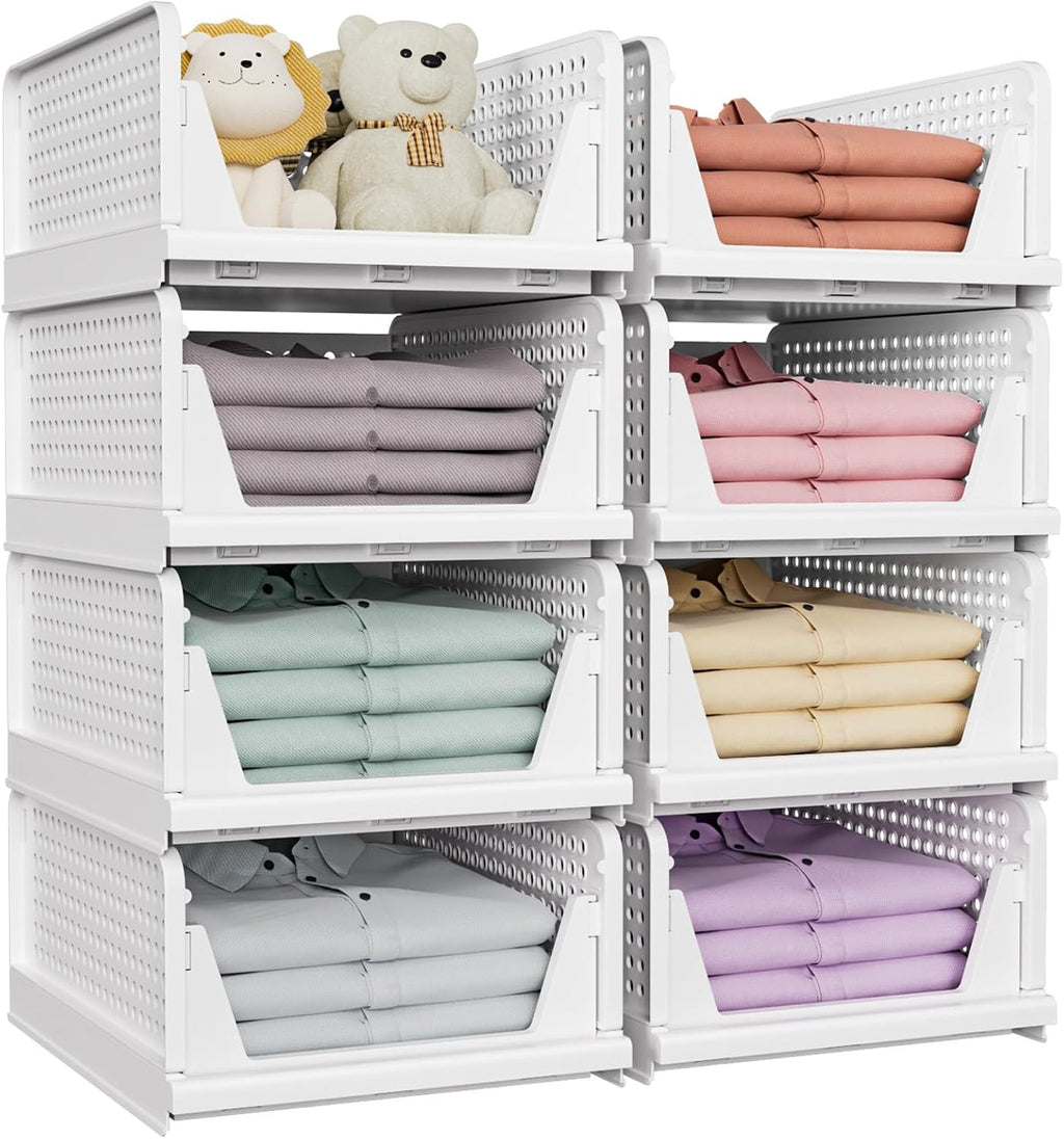 Upgraded Closet Organizers and Storage, Stackable Closet Organizer Basket