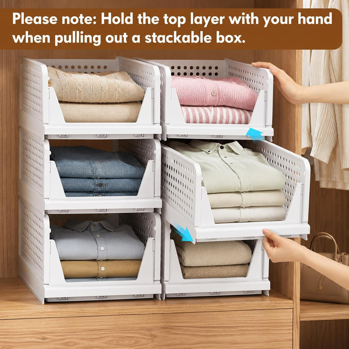 Upgraded Closet Organizers and Storage, Stackable Closet Organizer Basket