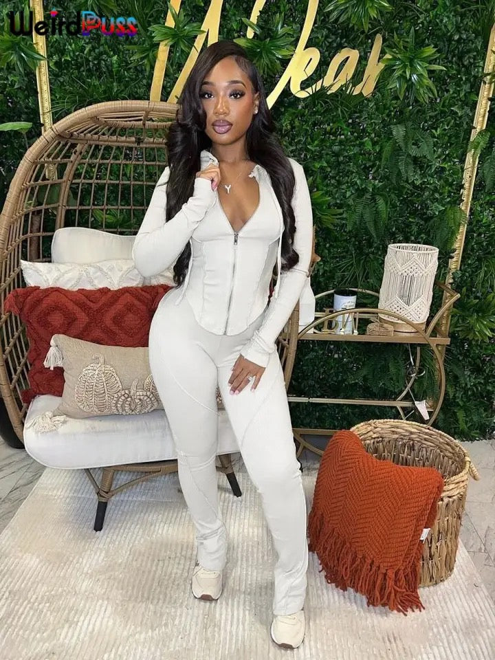 Stripe Patchwork Women Tracksuit 2 Piece Set Hooded Zip Crop Tops+Leggings Matching Sporty