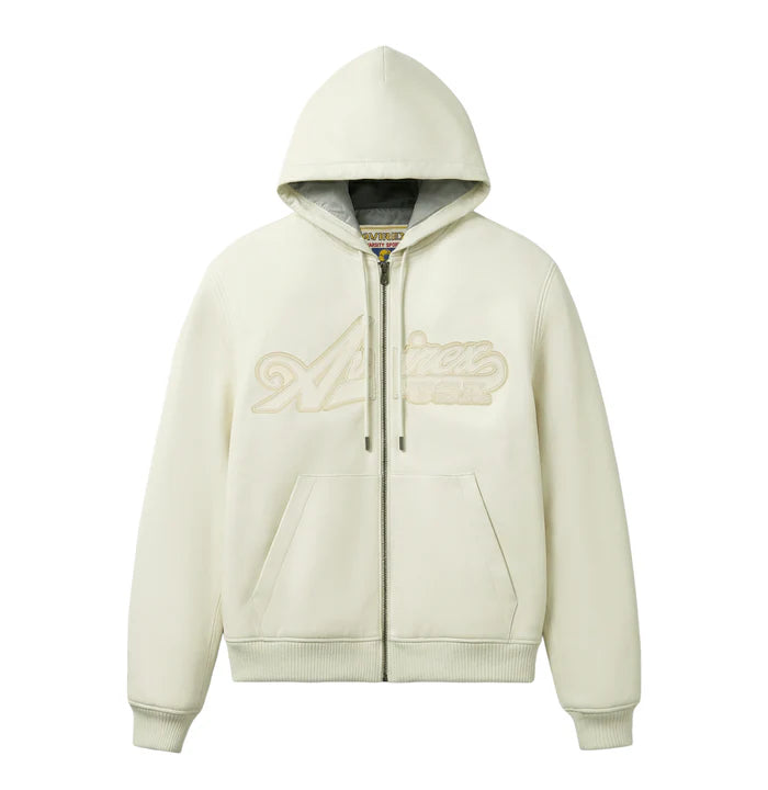Avirex Script Nappa Leather Hoodie Snow White
