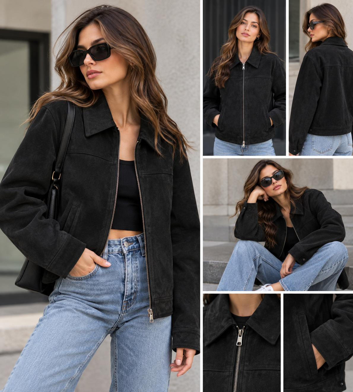 Oversized leather jacket