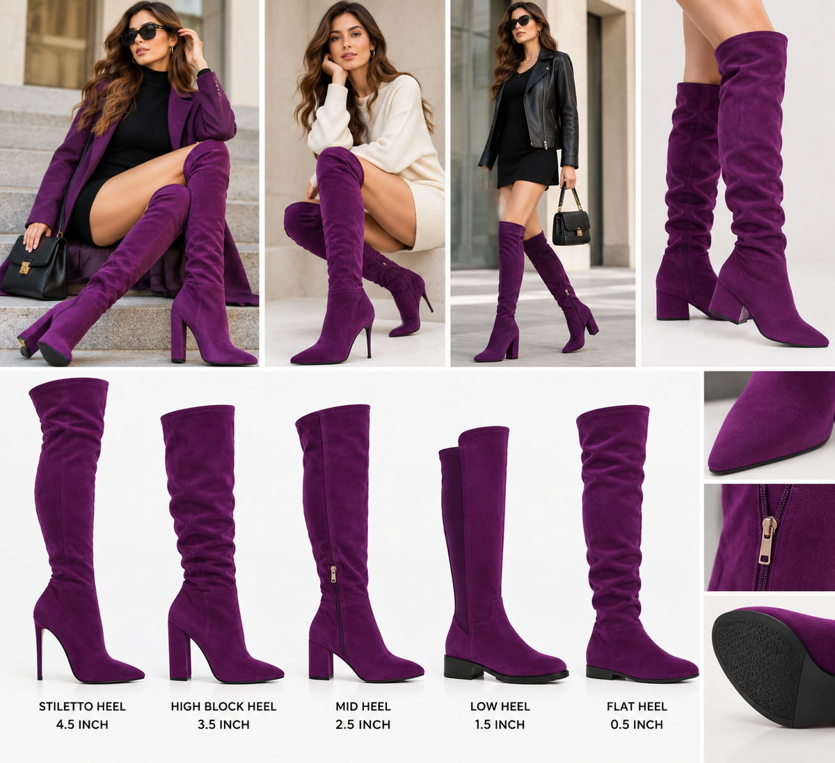 Women's long boots Purple