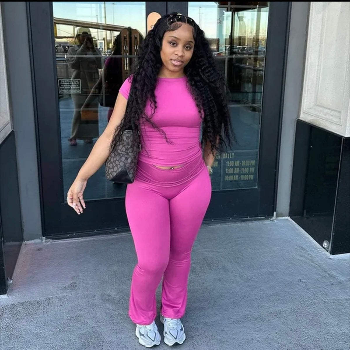 Women Casual Tracksuit Basic Slim Tee Shirt Skinny Flared Trousers 2Pcs Spring Soft