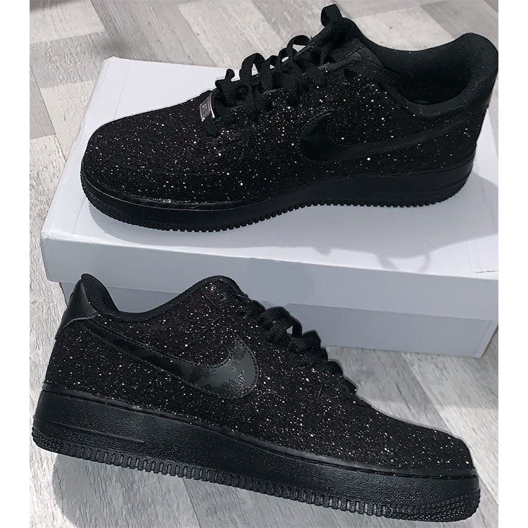 Nike Air Force 1 Black Glitter x Purple Bottom