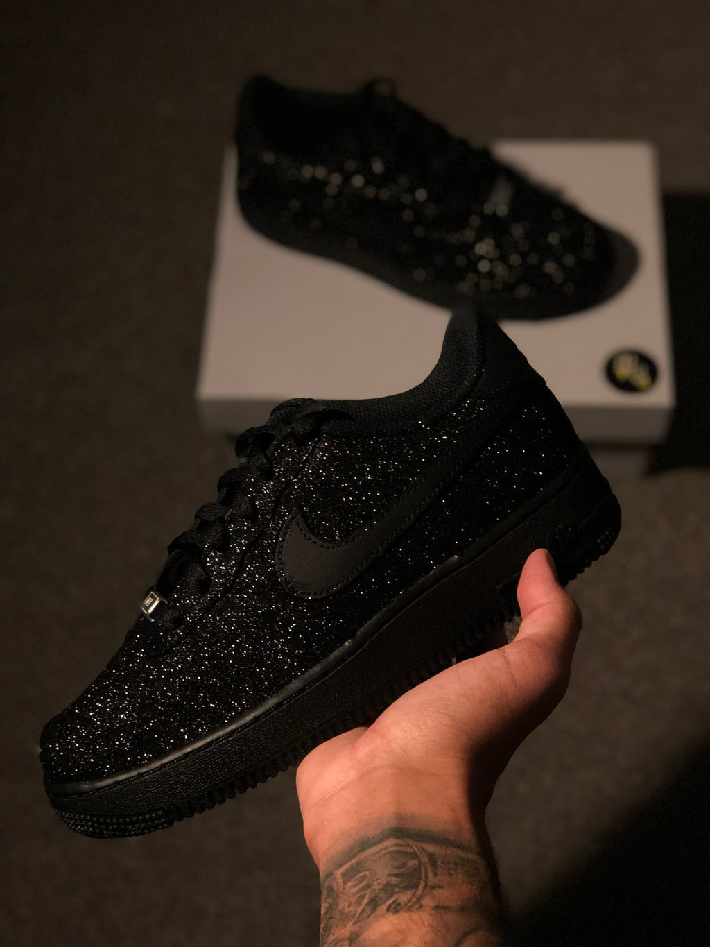 Nike Air Force 1 Black Glitter x Purple Bottom