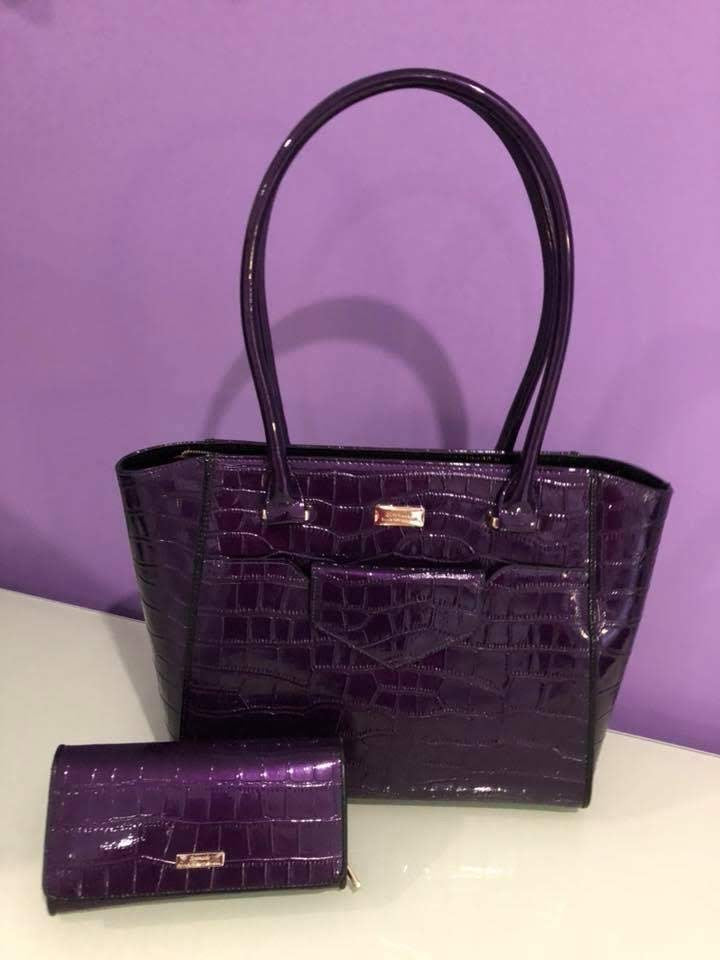 SERENADE PANDORA CROC PATENT FINISH MULTICOMPARTMENT BAG