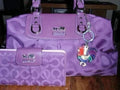 Purple C0ach Canvas & Patent Leather Bag