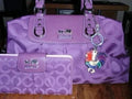 Purple Coach Canvas & Patent Leather Bag