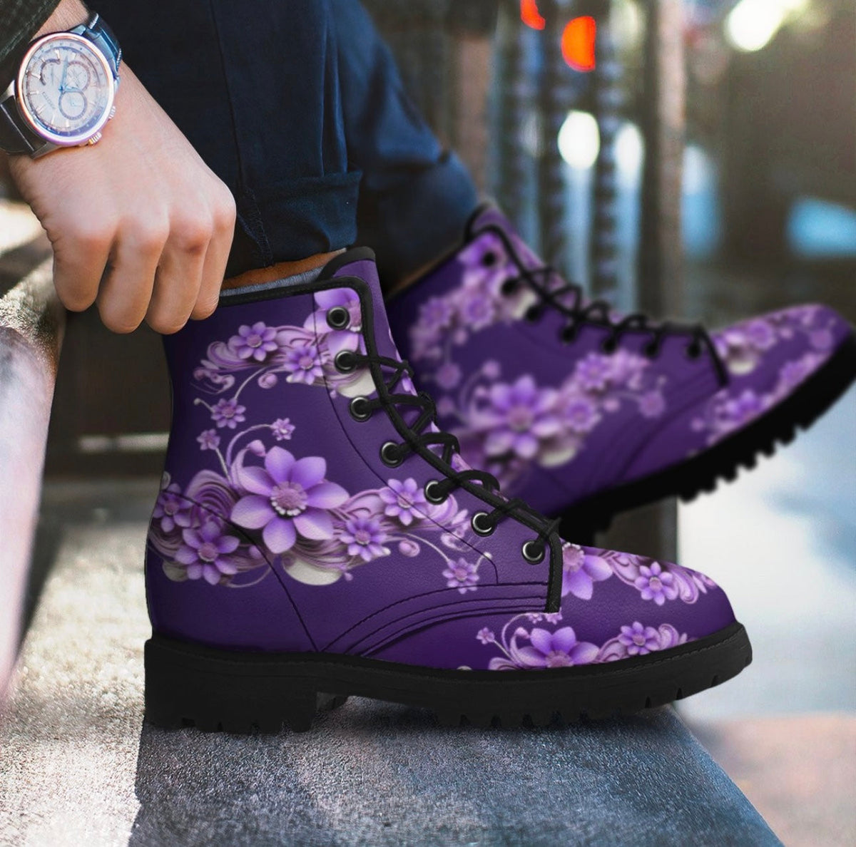 The Amazing Purple Flower Boots For You