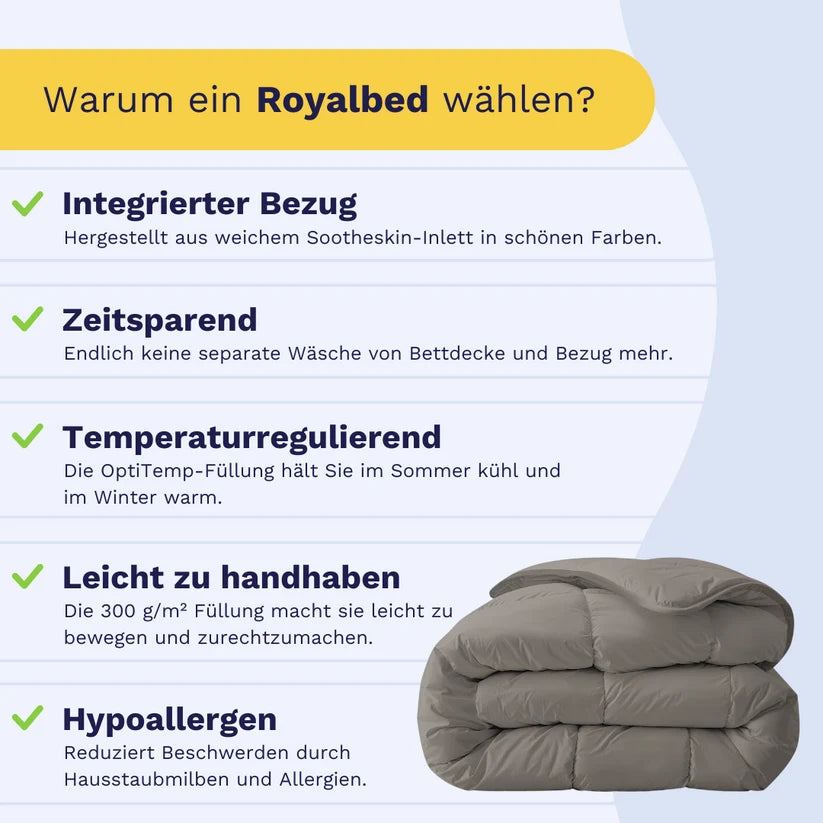 2 für 1 deals - Waschbare Bettdecke ohne Bezug - 135x200cm - Zelesta Everyday Uni Bettdecke - Zartes Grau - 2-in-1-Bettdecke