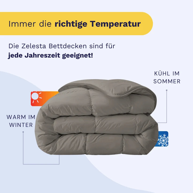 2 für 1 deals - Waschbare Bettdecke ohne Bezug - 135x200cm - Zelesta Everyday Uni Bettdecke - Zartes Grau - 2-in-1-Bettdecke