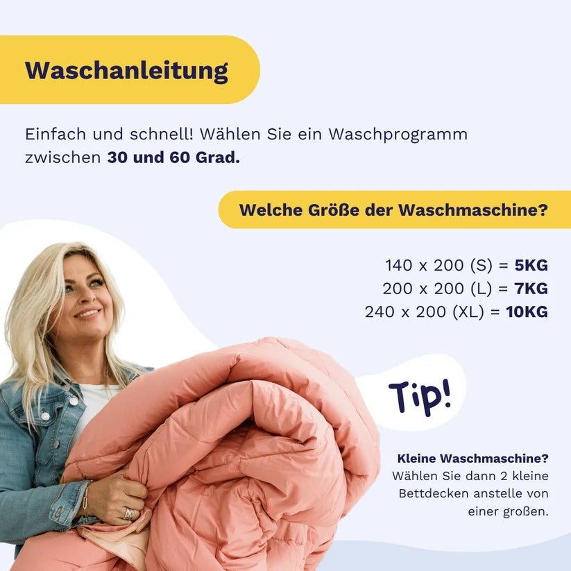 2 für 1 deals - Waschbare Bettdecke ohne Bezug - 135x200cm - Zelesta Everyday Uni Bettdecke - Zartes Grau - 2-in-1-Bettdecke
