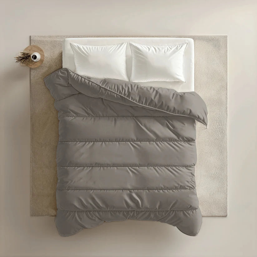 2 für 1 deals - Waschbare Bettdecke ohne Bezug - 135x200cm - Zelesta Everyday Uni Bettdecke - Zartes Grau - 2-in-1-Bettdecke
