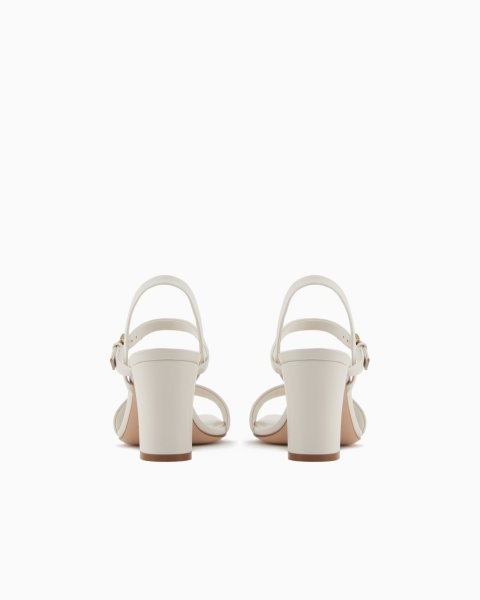 Buy Nappa Leather Heeled Sandals with Eagle Plate | Luxury Women's Designer Dress Sandals