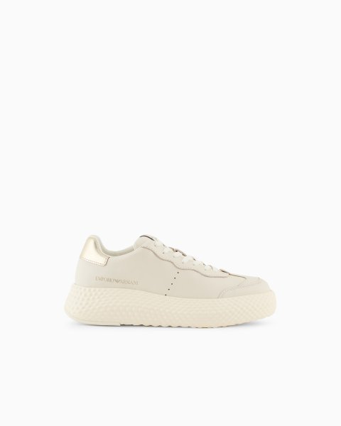 Buy Chunky Leather Sneakers with Gold Back Detail Online
