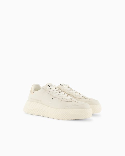 Buy Chunky Leather Sneakers with Gold Back Detail Online