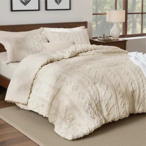 Buy Bedsure Tufted Boho Farmhouse Comforter Set Online | Soft All-Season Bedding Set for Cozy Bedrooms