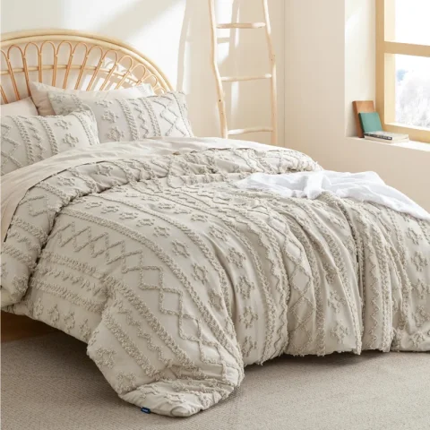 Buy Bedsure Tufted Boho Farmhouse Comforter Set Online | Soft All-Season Bedding Set for Cozy Bedrooms