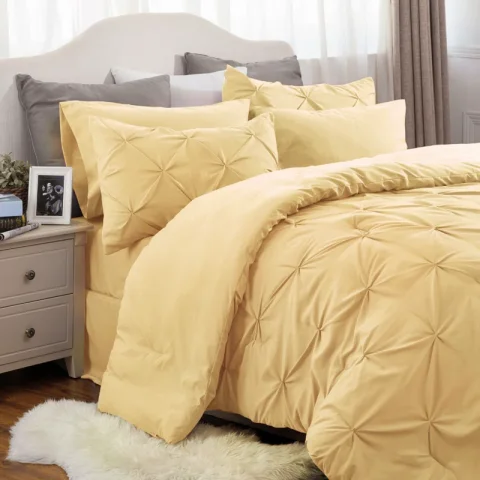 Buy Bedsure Pintuck Pinch Pleat Bedding Set Online | Elegant All-Season Bed-in-a-Bag Comforter Set