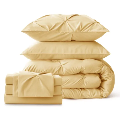Buy Bedsure Pintuck Pinch Pleat Bedding Set Online | Elegant All-Season Bed-in-a-Bag Comforter Set