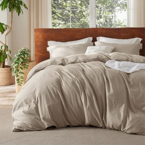 Buy Essential Bedsure 100% Washed Cotton Duvet Cover Set Online | Soft Breathable All-Season Bedding Collection