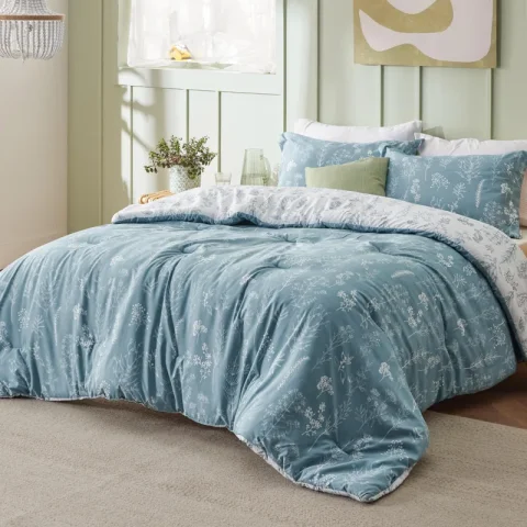 Buy Bedsure Reversible Floral Comforter Set (89GSM) | Soft All-Season Botanical Bedding Collection