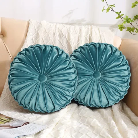 Buy Velvet Round Throw Pillow Covers (Set of 2) | Luxury Decorative Cushion Covers for Elegant Home Décor