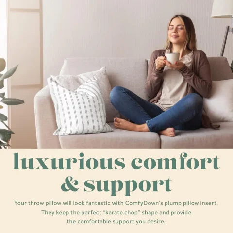 Buy Decorative Down Feather Pillow Inserts (Set of 2) | Premium Soft Cushion Fillers for Sofa & Bed Décor