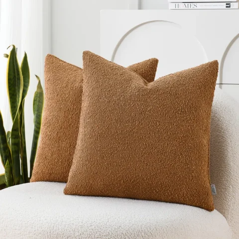 Buy Textured Bouclé Pillow Covers (Set of 2) | Modern Cozy Decorative Cushion Covers for Home Décor