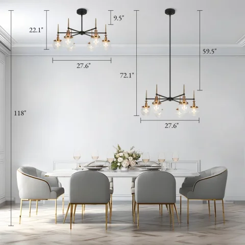 Buy Loram 6-Light Dimmable Drum Chandelier Online | Modern Black & Gold Wagon Wheel Ceiling Light Fixture