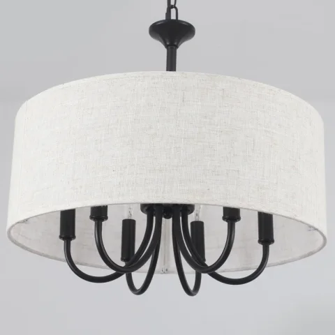 Buy 6-Light 17.95'' Farmhouse Drum Candle Chandelier Online | Rustic Modern Ceiling Light Fixture for Dining Room & Entryway