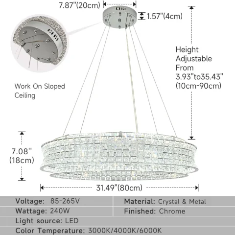 Buy Horst LED Drum Chandelier Online | Modern Crystal LED Ceiling Lighting Fixture for Luxury Interiors