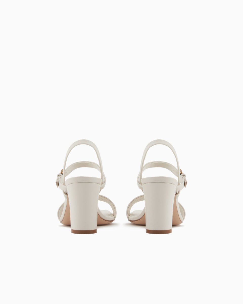 Buy Nappa Leather Heeled Sandals with Eagle Plate | Luxury Women's Designer Dress Sandals