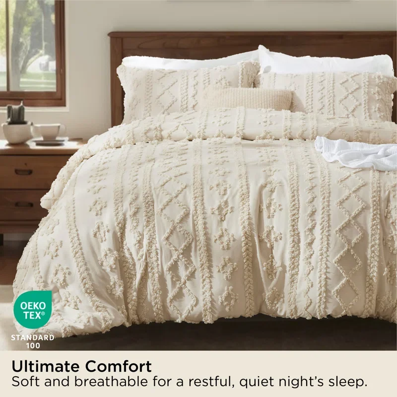 Buy Bedsure Tufted Boho Farmhouse Comforter Set Online | Soft All-Season Bedding Set for Cozy Bedrooms