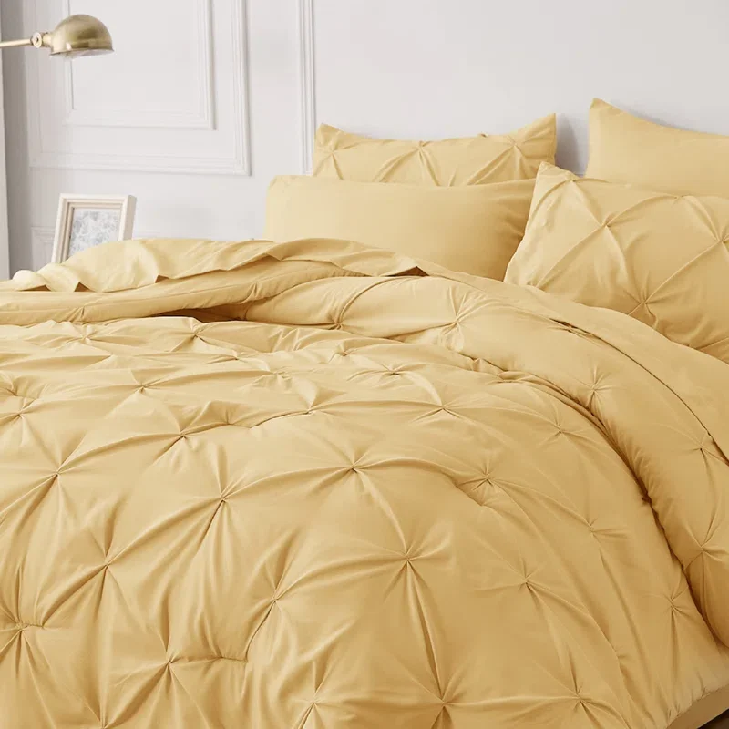 Buy Bedsure Pintuck Pinch Pleat Bedding Set Online | Elegant All-Season Bed-in-a-Bag Comforter Set