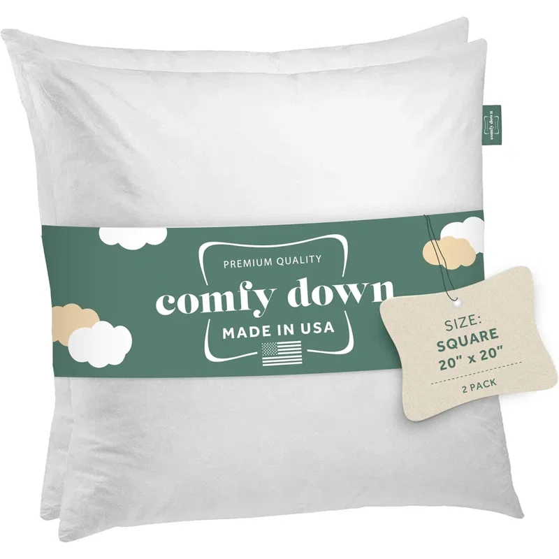 Buy Decorative Down Feather Pillow Inserts (Set of 2) | Premium Soft Cushion Fillers for Sofa & Bed Décor