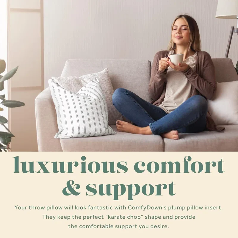 Buy Decorative Down Feather Pillow Inserts (Set of 2) | Premium Soft Cushion Fillers for Sofa & Bed Décor