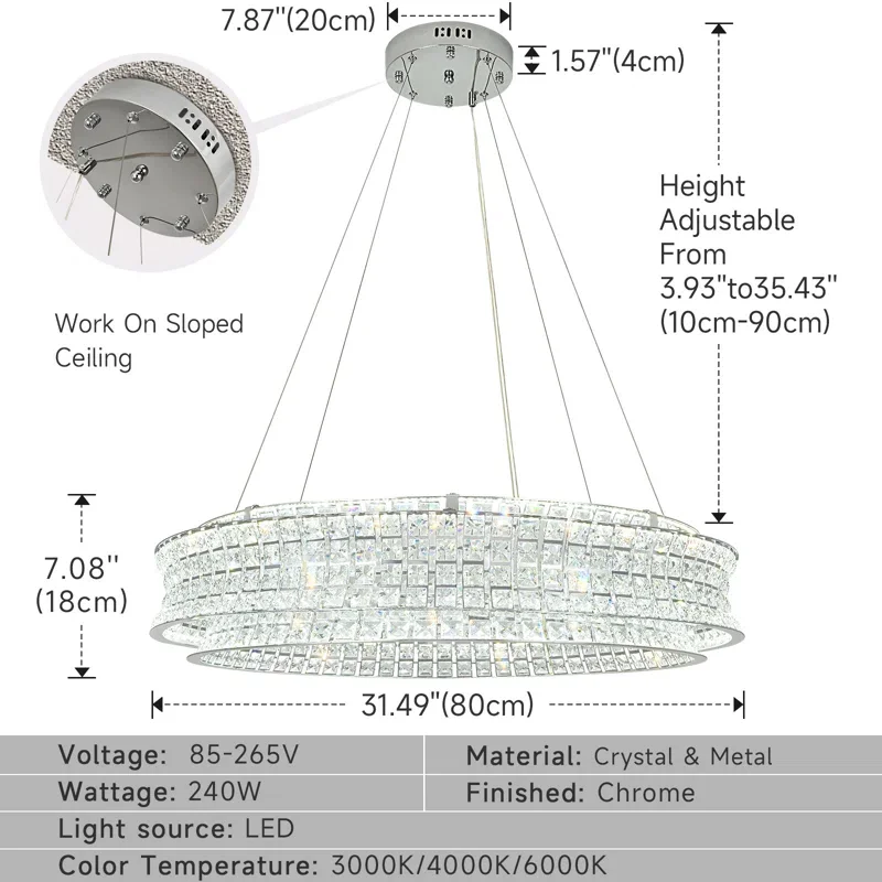 Buy Horst LED Drum Chandelier Online | Modern Crystal LED Ceiling Lighting Fixture for Luxury Interiors