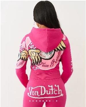 Buy True X Von Dutch Crystal Shrunken Zip Hoodie Online | Premium Y2K Lounge Zip-Up Hoodie