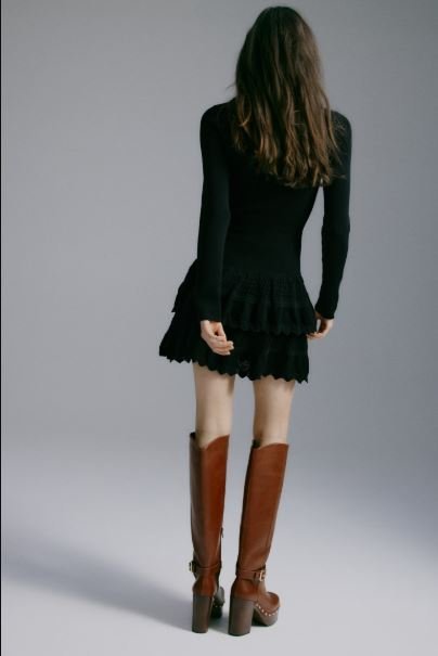 Buy H&M Ladies' Dress with Tiered Skirt | Feminine Flowy Midi Dress for Everyday Elegance