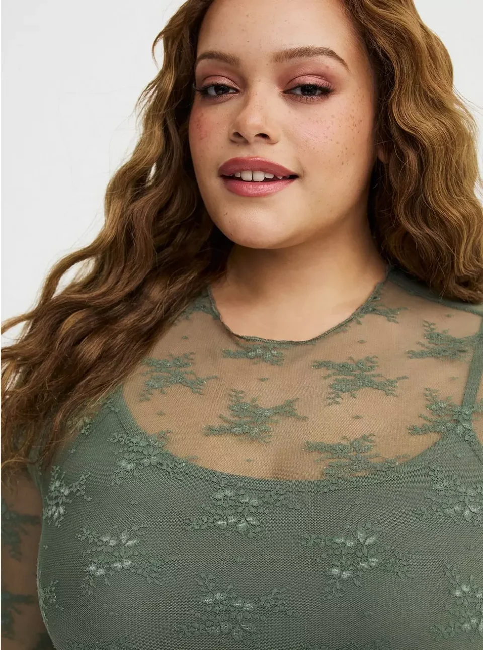 Buy Torrid Sheer Lace Long Sleeve Crew Top Plus Size