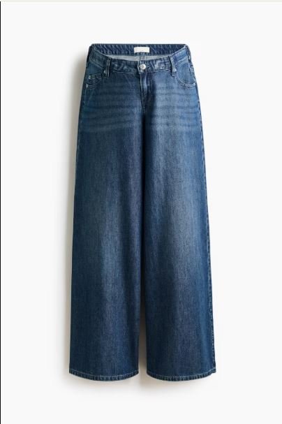 H&M MAMA Wide Leg Maternity Jeans Denim Blue | Comfortable Low Waist Pregnancy Denim Pants