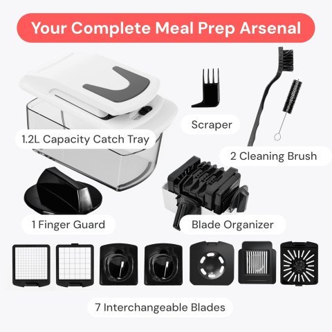 Fullstar 7 in 1 Vegetable Chopper and Mandoline Slicer | Multi Function Food Chopper with Container and Cheese Grater
