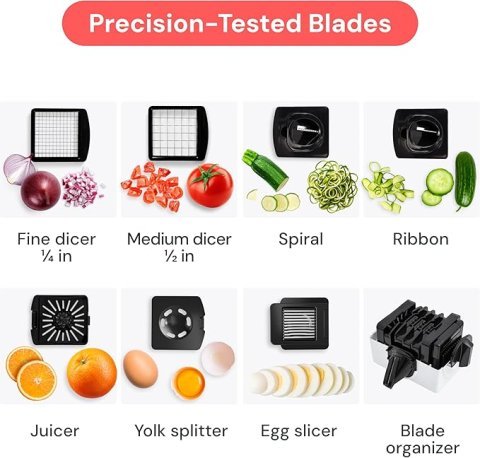 Fullstar 7 in 1 Vegetable Chopper and Mandoline Slicer | Multi Function Food Chopper with Container and Cheese Grater