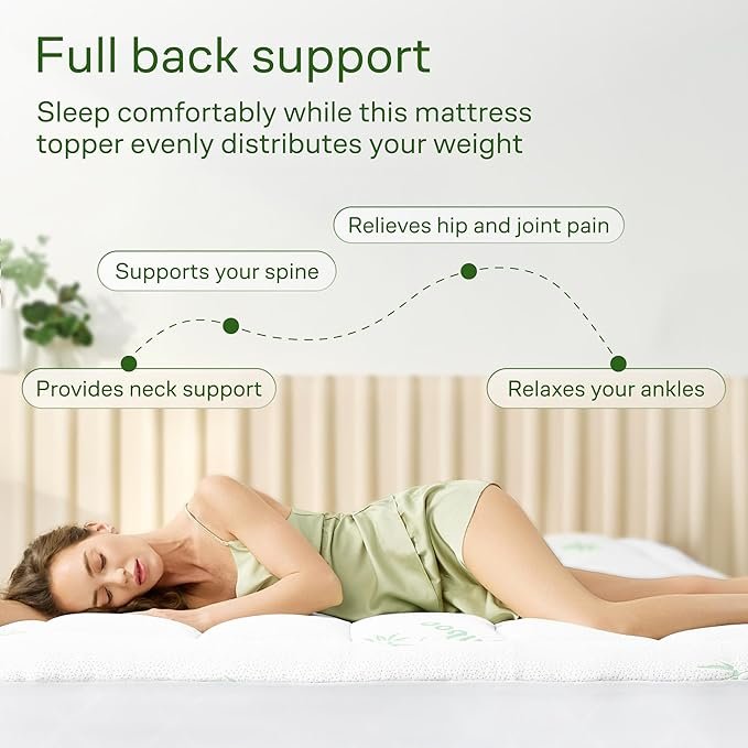 Niagara Sleep Solution Bamboo Mattress Topper Queen | Cooling Pillow Top Mattress Pad for Back Pain Relief and Better Sleep