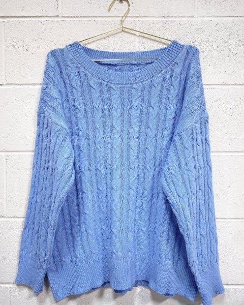 Buy Premium Knit Blue Sweater (3X) | Soft & Stylish Plus Size Women's Cozy Knit Pullover