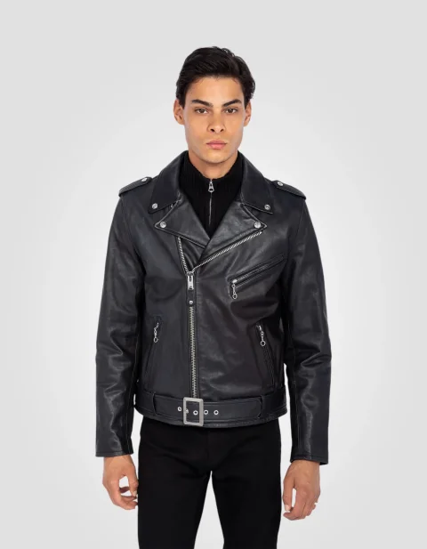 Buy Authentic Black Perfecto Belted Cowhide Leather Jacket Online